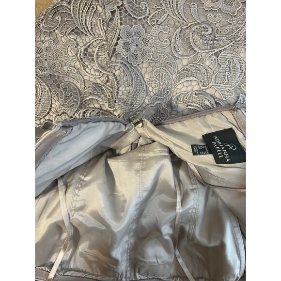 Adrianna Papell Dress 10 Pewter Light Lilac/Gray W Bra Wedding Party Cruise - Picture 7 of 10